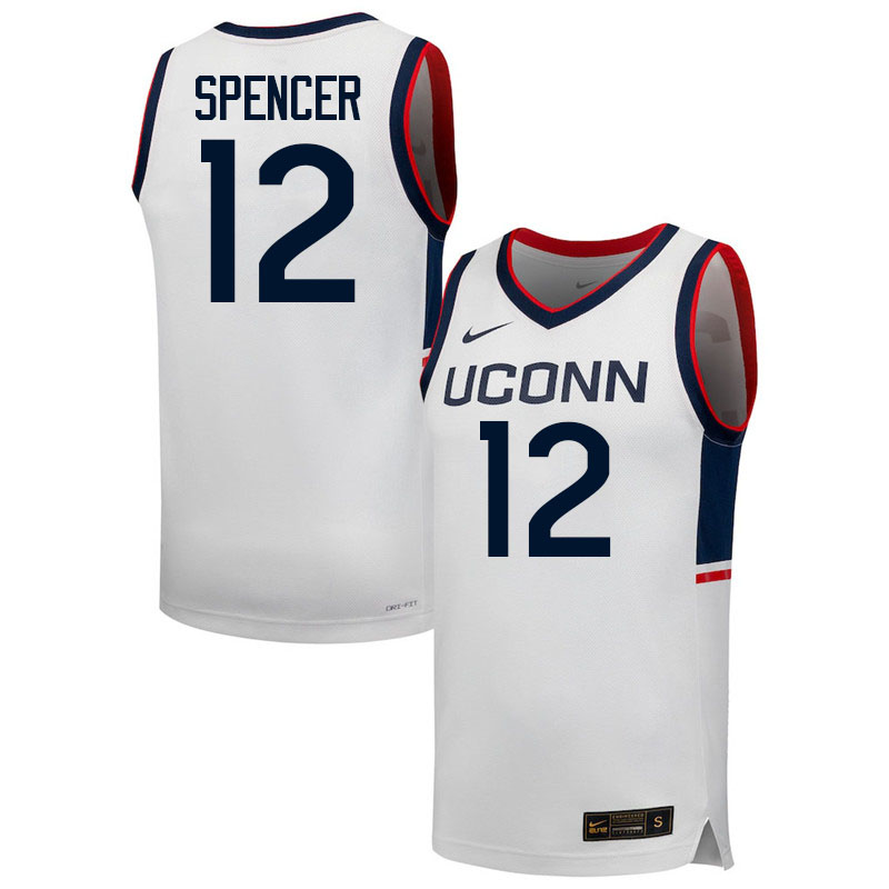 Uconn Huskies #12 Cam Spencer College Basketball Jerseys,Uniforms-Retro White